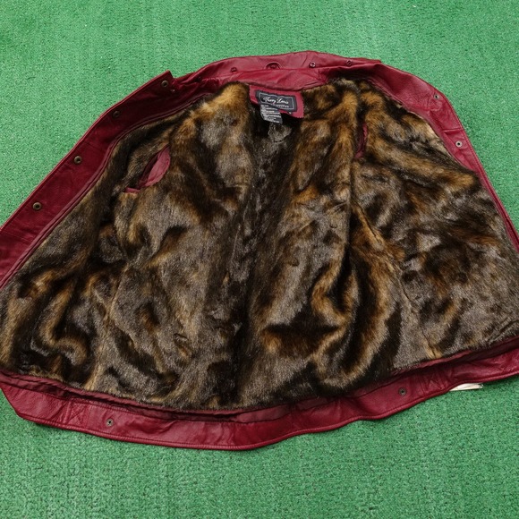 NWT TERRY LEWIS CLASSIC LUXURIES RED LEATHER COAT JACKET WOMENS SIZE M NEW! - Picture 9 of 11